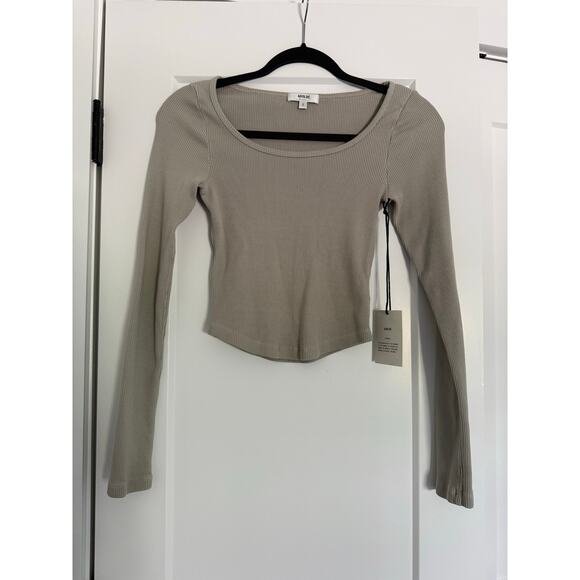 $118 New Agolde Ridley Rib Top - Rice Paper - Small - Picture 5 of 11